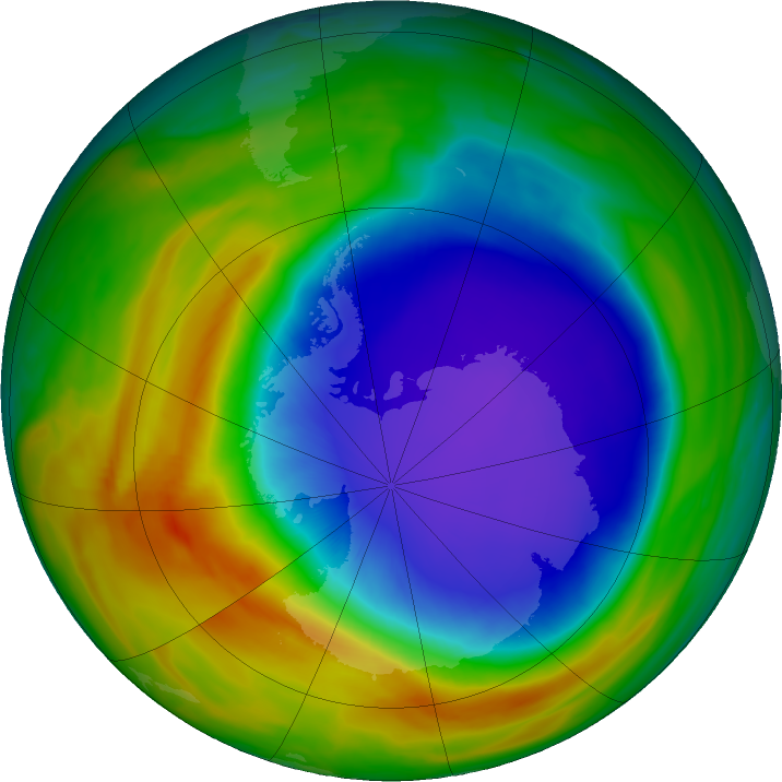 Antarctic ozone map for 18 October 2024